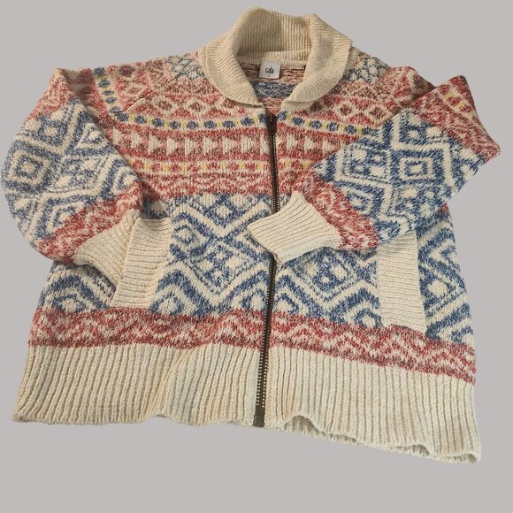 Cabi sweater Womens Knit Fair Isle Zip Cardigan S Multi cabincore naturecore - Picture 1 of 9